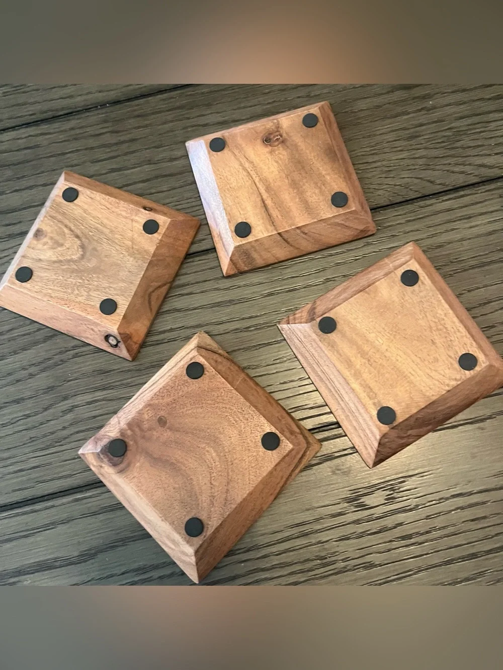 Custom Hardwood Drink Coasters 4 Inch Square Natural Set of 4